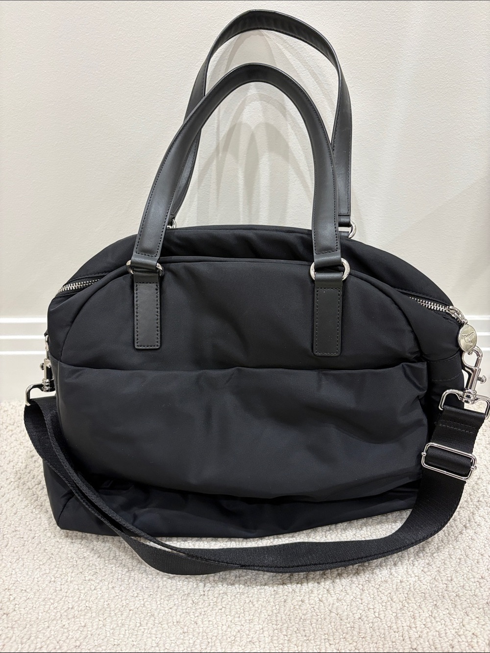 Lo & Sons Laptop Tote with Silver Hardware and purple Interior